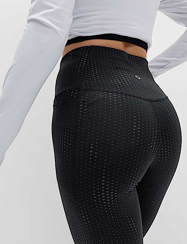 Go Move Printed Reflective High Waisted 7/8 Gym Leggings - TW