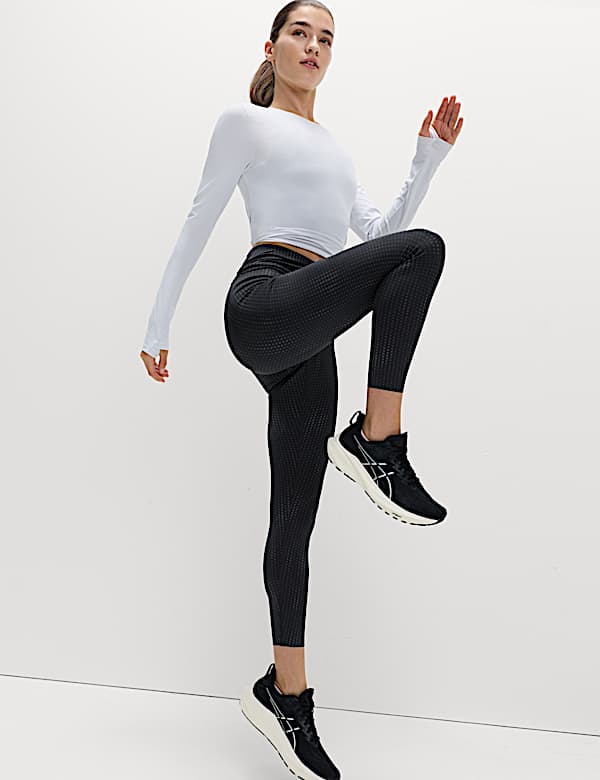 Go Move Printed Reflective High Waisted 7/8 Gym Leggings - TW