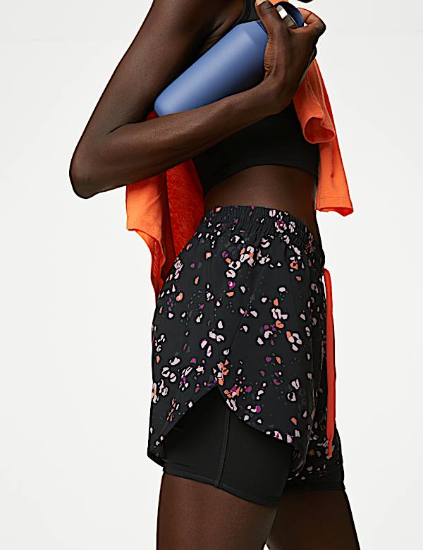 Woven Printed Layered Running Shorts