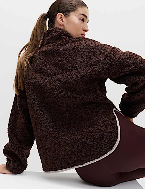 Faux Shearling Zip Up Fleece Jacket - RO