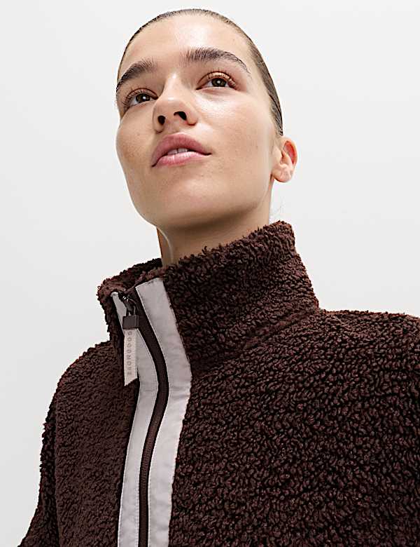 Faux Shearling Zip Up Fleece Jacket - RO