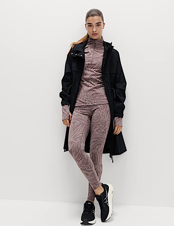 חולצת ג'קארד תרמית בגזרה צמודה ובהדפס חייתי עם רוכסן חלקי - IL