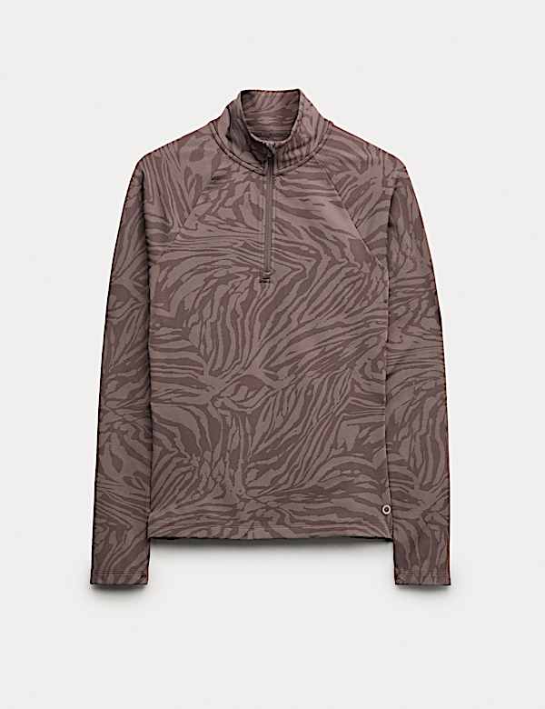 חולצת ג'קארד תרמית בגזרה צמודה ובהדפס חייתי עם רוכסן חלקי - IL