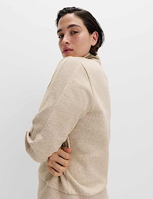 Sweatshirt demi-zippé coupe décontractée en coton - BE