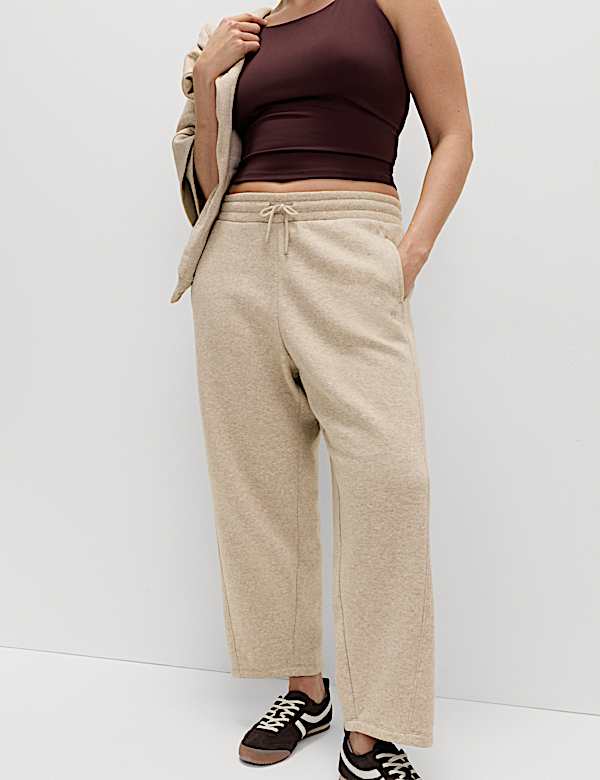 Cotton Rich High Waisted Barrel Leg Ankle Grazer Joggers - MX