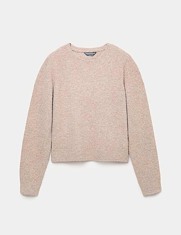 Pull court en tissu bouclé ultra-doux à col rond - BE