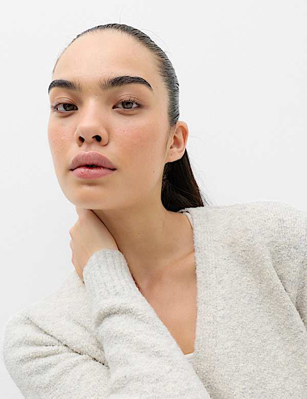 Boucle V Neck Wrap Cardigan - MX