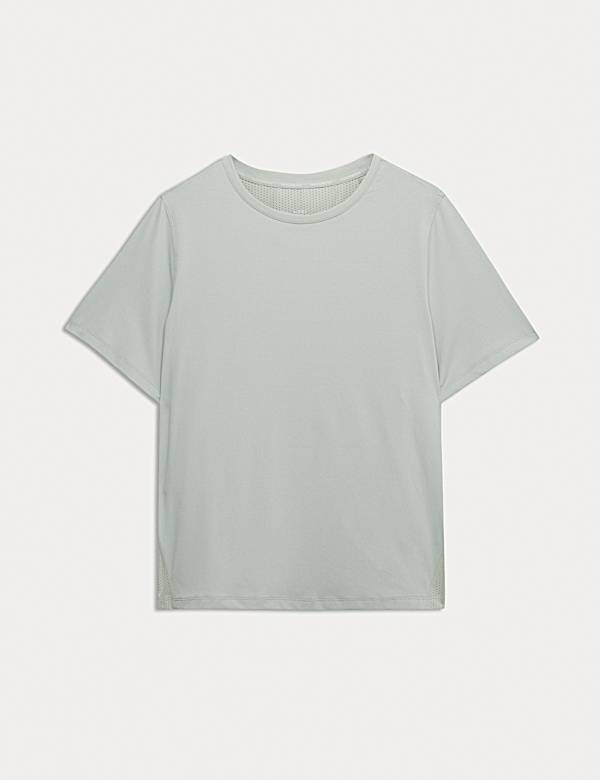 T-shirt coupe d&eacute;contract&eacute;e &agrave; col rond et panneau en filet - LU