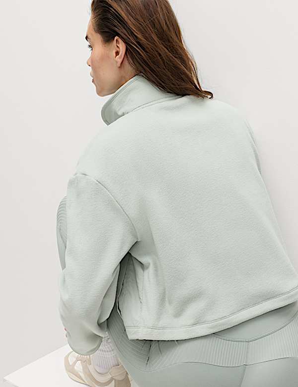 Funnel Neck Half Zip Relaxed Cropped Fleece - CY