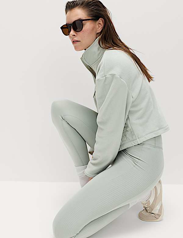 Funnel Neck Half Zip Relaxed Cropped Fleece - CY