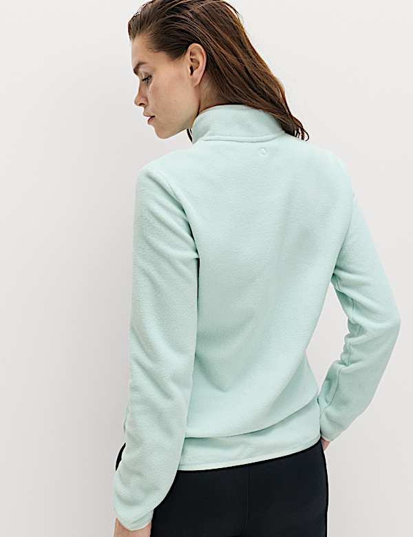 Funnel Neck Zip Up Fitted Fleece Jacket - RO