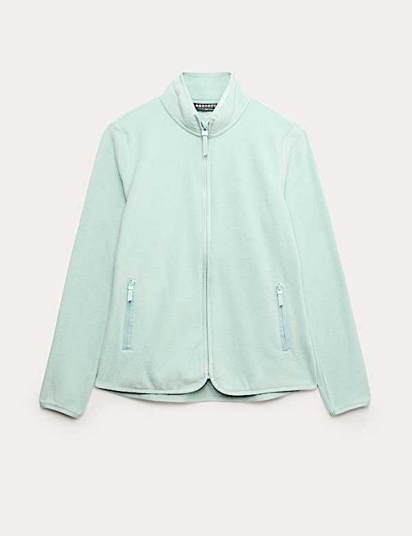 Funnel Neck Zip Up Fitted Fleece Jacket - GR