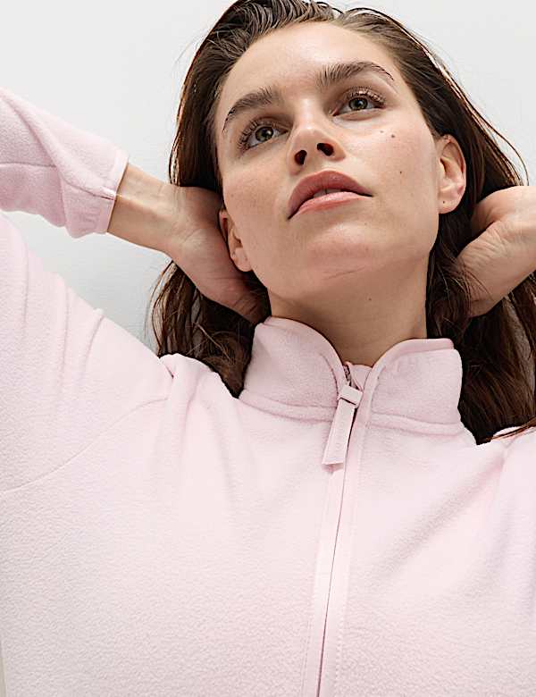 ז'קט פליז בגזרה צמודה עם צווארון גבוה ורוכסן - IL