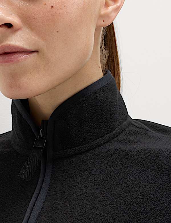 Funnel Neck Zip Up Fitted Fleece Jacket - AU