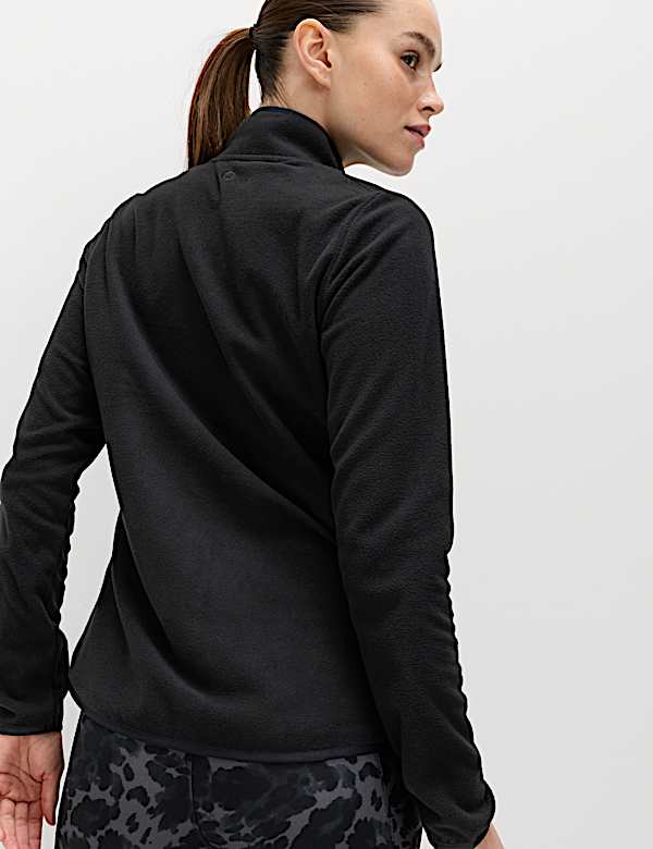 Funnel Neck Zip Up Fitted Fleece Jacket - AU