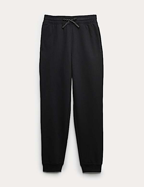 מכנסי טרנינג מבד עשיר בכותנה בגזרה גבוהה עם מכפלת קרסול צרה - IL