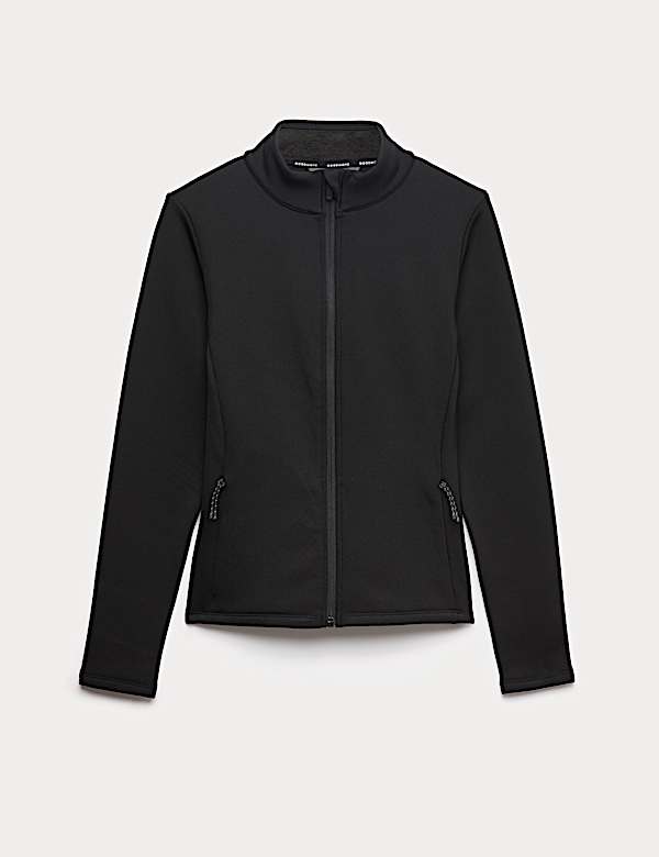 Thermal Funnel Neck Fleece Lined Zip Up Fitted Top - SE