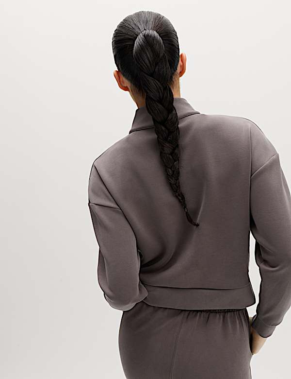 Sudadera con media cremallera y cuello chimenea con lavado arena - US