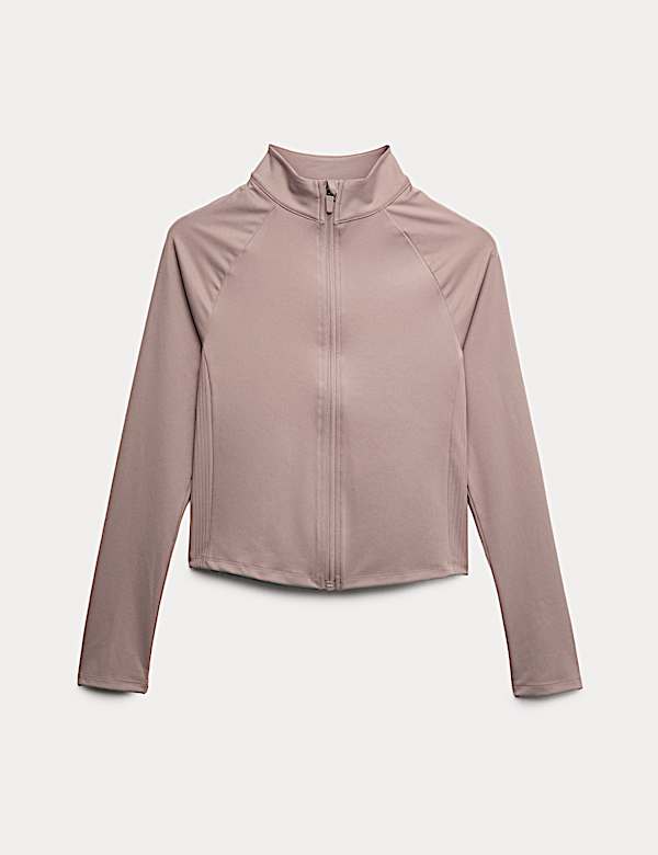 Go Balance Rib Panel Zip Up Fitted Top - AL