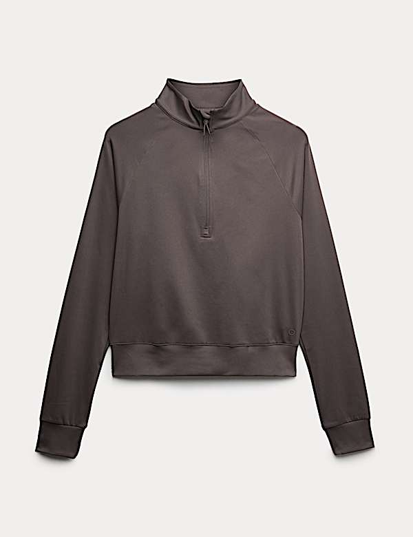 Printed Funnel Neck Half Zip Top - JP