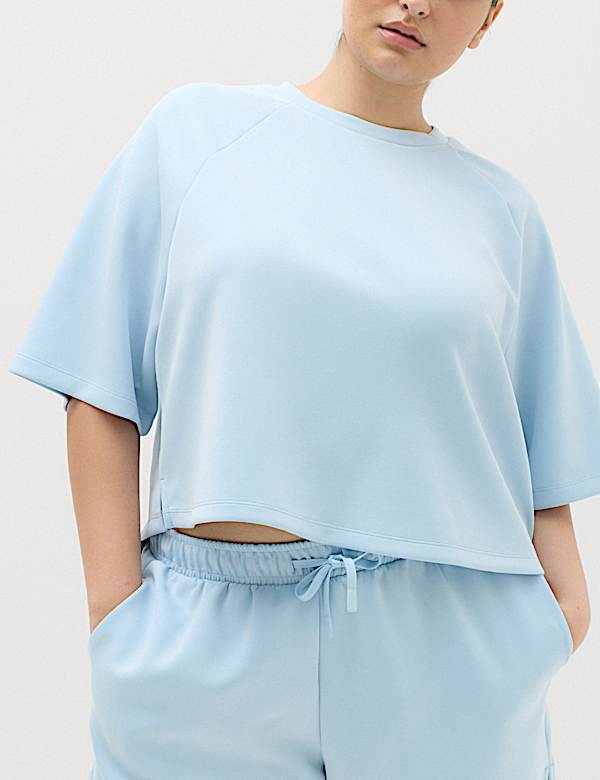 Modal Blend Sand Wash Oversized Crop Sweatshirt - BG