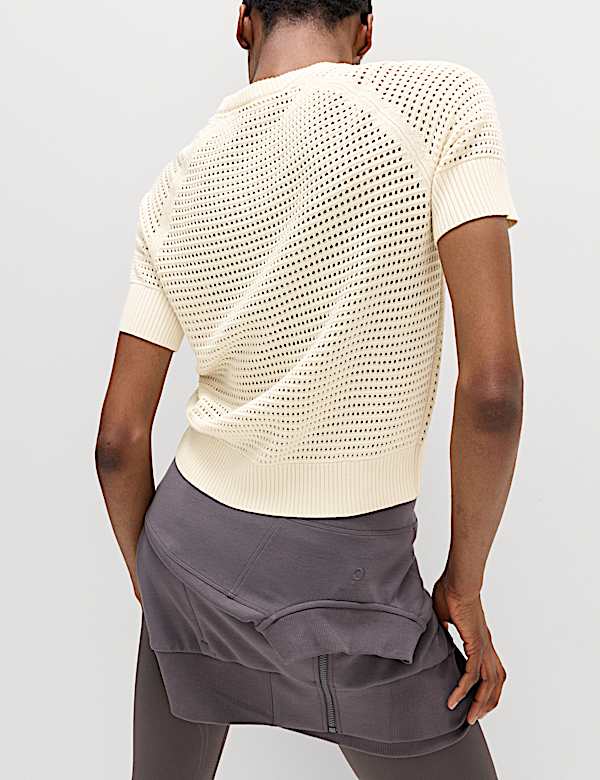Open Knit Crew Neck Top - AL