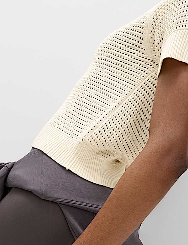 Open Knit Crew Neck Top - AL