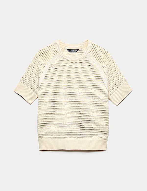 Open Knit Crew Neck Top - AL