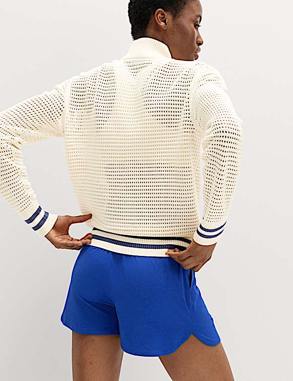 Funnel Neck Zip Up Relaxed Jumper - KG