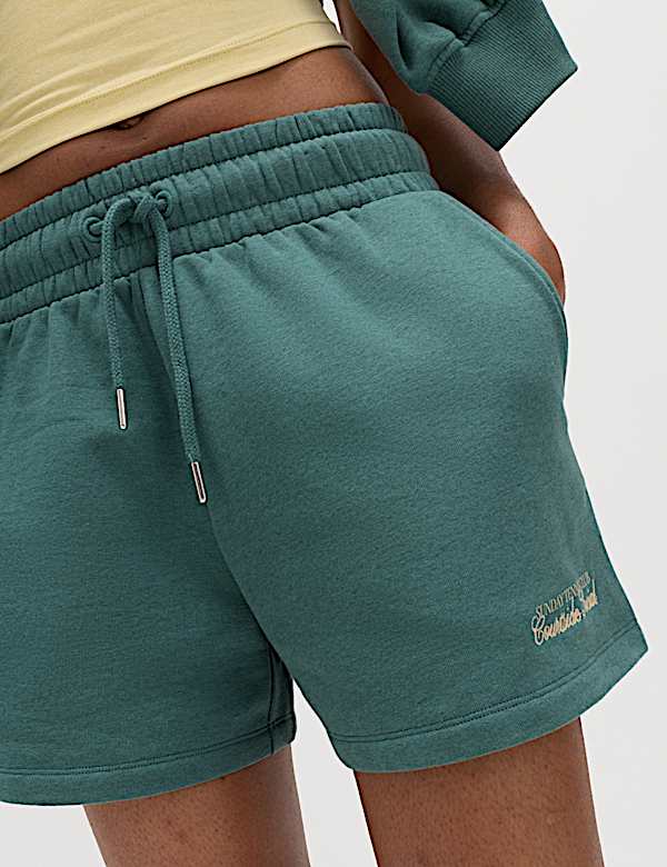 Katoenrijke korte broek met borduursel - NL