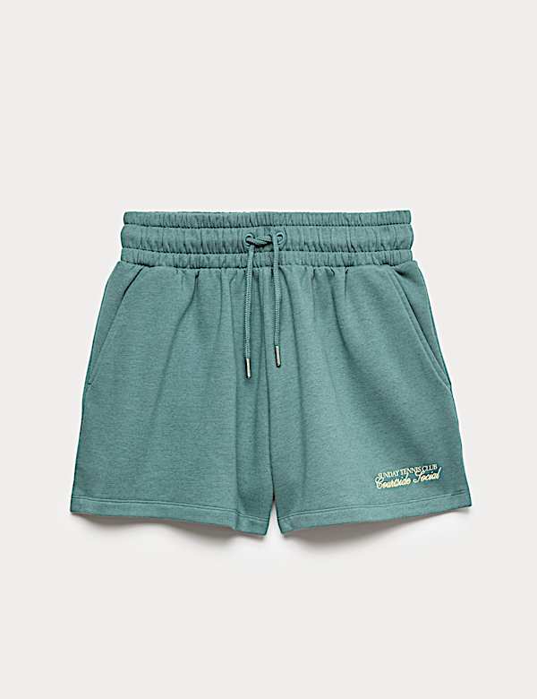 Katoenrijke korte broek met borduursel - NL