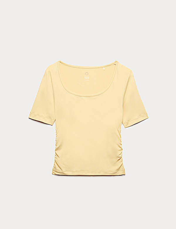 Go Balance Scoop Neck Ruched Fitted Top - GR