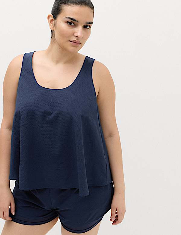 Seersucker Scoop Neck Relaxed Vest Top - RS