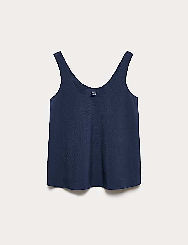 Seersucker Scoop Neck Relaxed Vest Top - RS