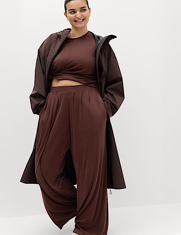 Modal Rich Pleated Wide Leg Joggers - AT