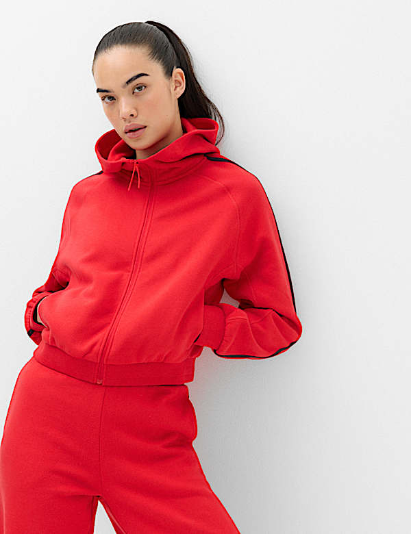 Cotton Rich Side Stripe Zip Up Hoodie - AU