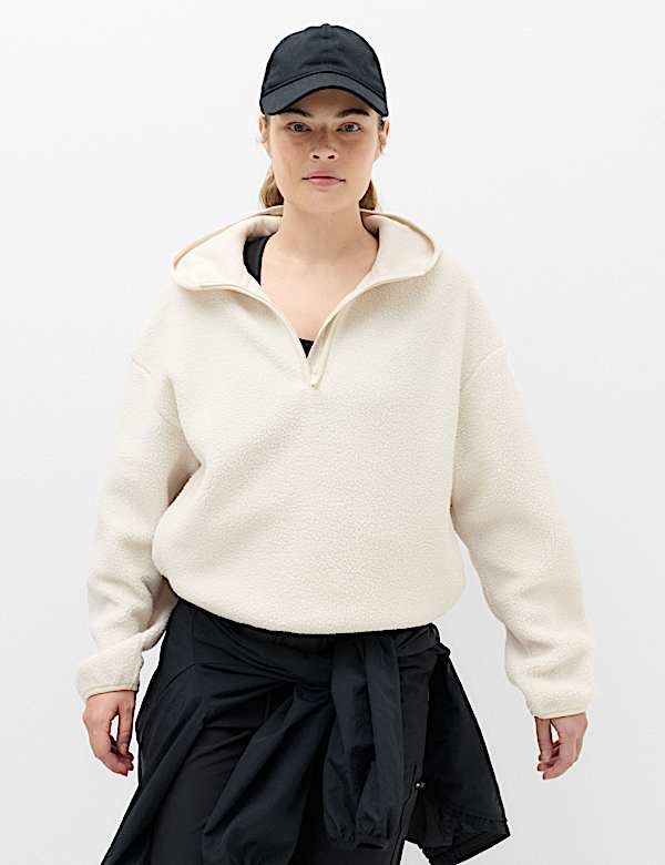 Borg Half Zip Hooded Fleece Jacket