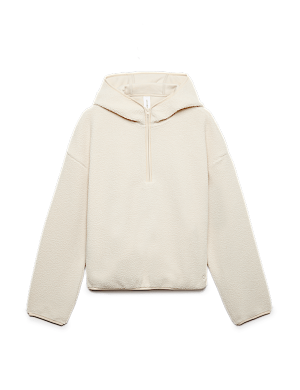 Borg Half Zip Hooded Fleece Jacket