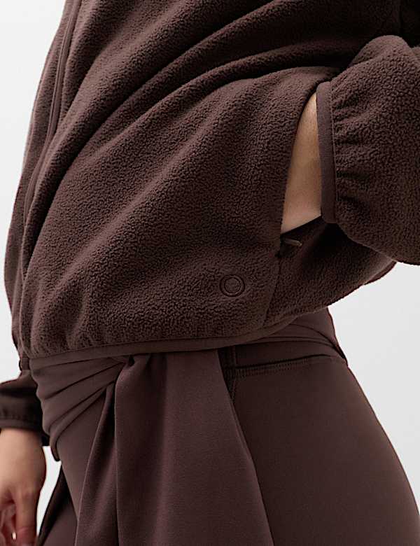 Zip Up Funnel Neck Relaxed Fleece Jacket - NO