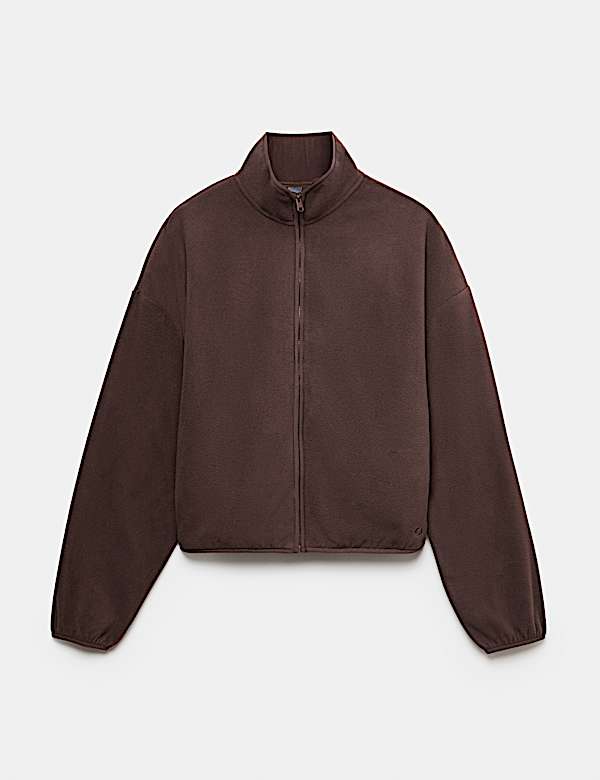 Zip Up Funnel Neck Relaxed Fleece Jacket - NO