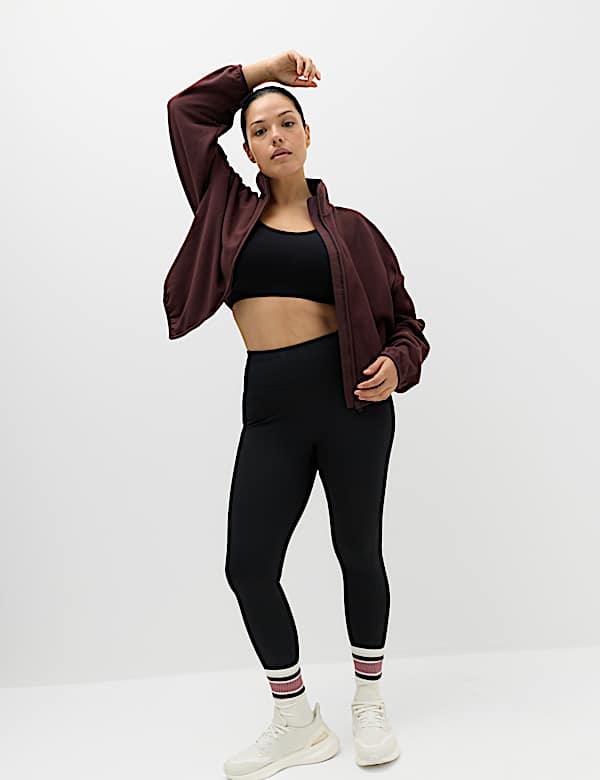 Zip Up Funnel Neck Relaxed Fleece Jacket