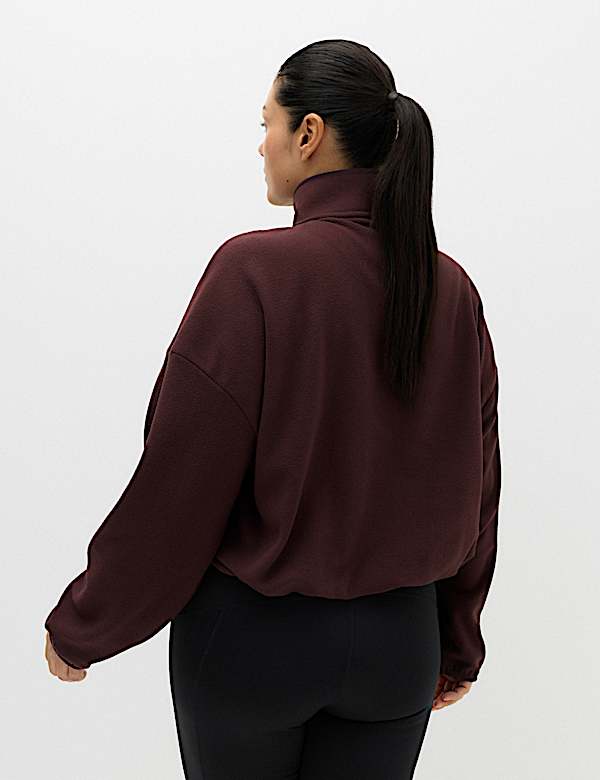 Zip Up Funnel Neck Relaxed Fleece Jacket