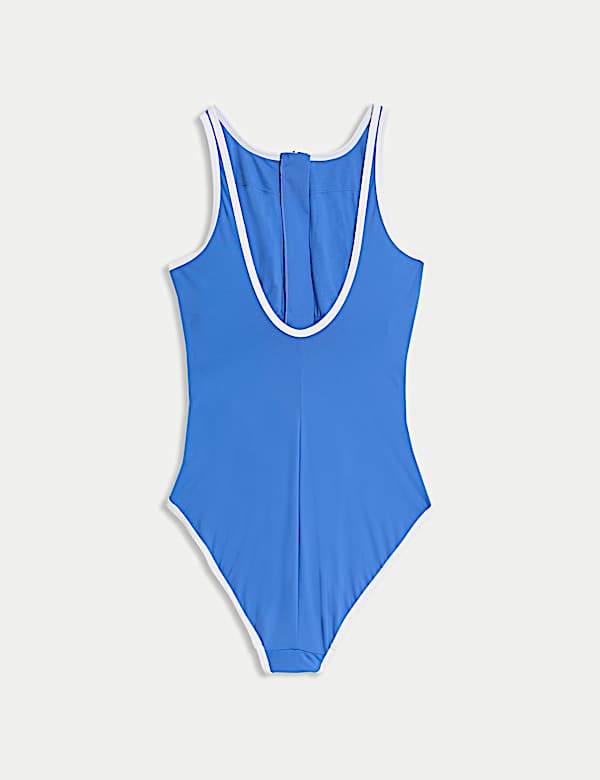 Tummy Control Padded Zip Up Scoop Neck Swimsuit - IL