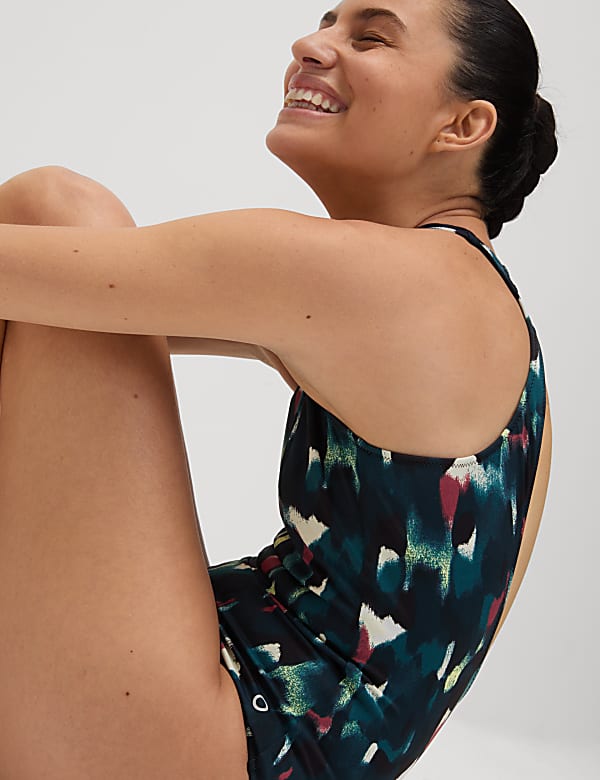 Tummy Control Printed Cut Out Swimsuit - JP