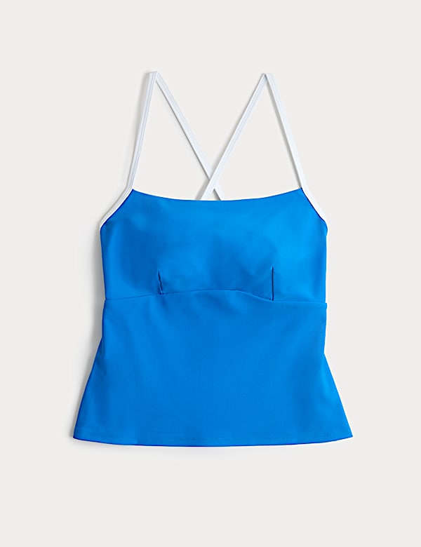 Haut de tankini &agrave; encolure carr&eacute;e contrast&eacute;e, effet ventre plat - CH