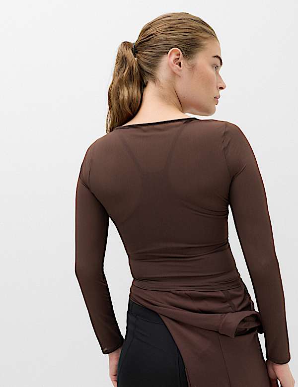 Double Layer Mesh 2-in-1 Fitted Bra Top - BE