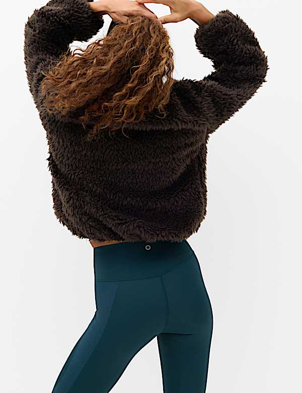 Borg Half Zip Textured Funnel Neck Fleece Jacket - RS