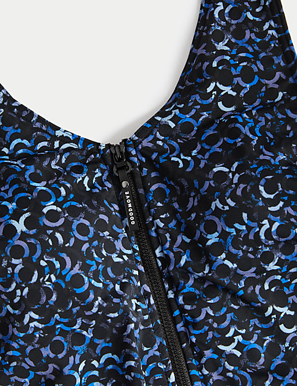 Printed Padded Zip Up Swimsuit