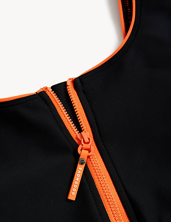 Zip Up Scoop Neck Bikini Top