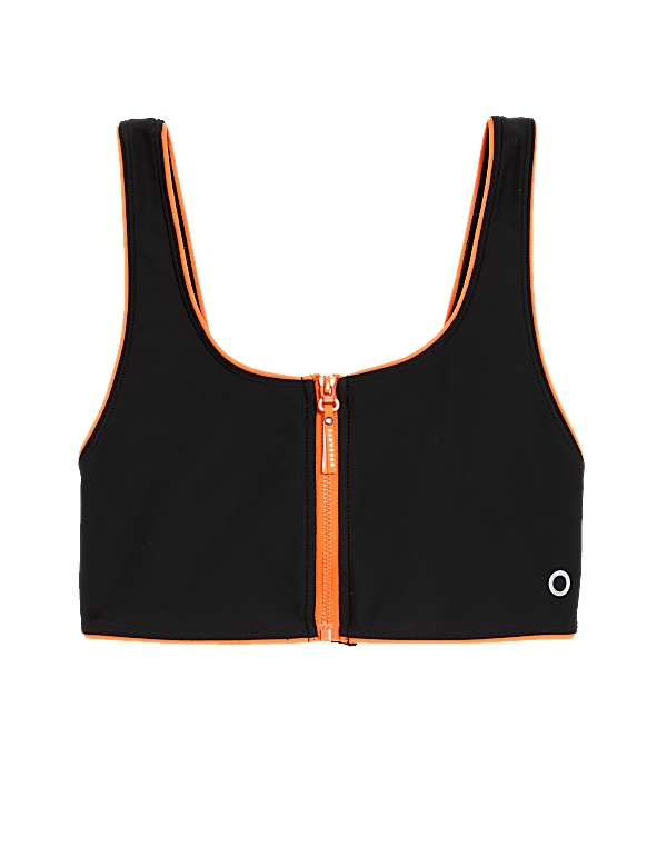 Zip Up Scoop Neck Bikini Top